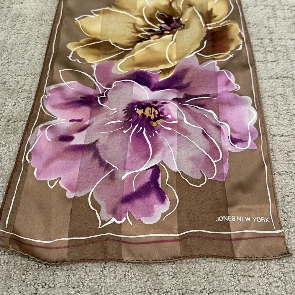 New, no tags: Jones New York bronze-brown floral silk scarf